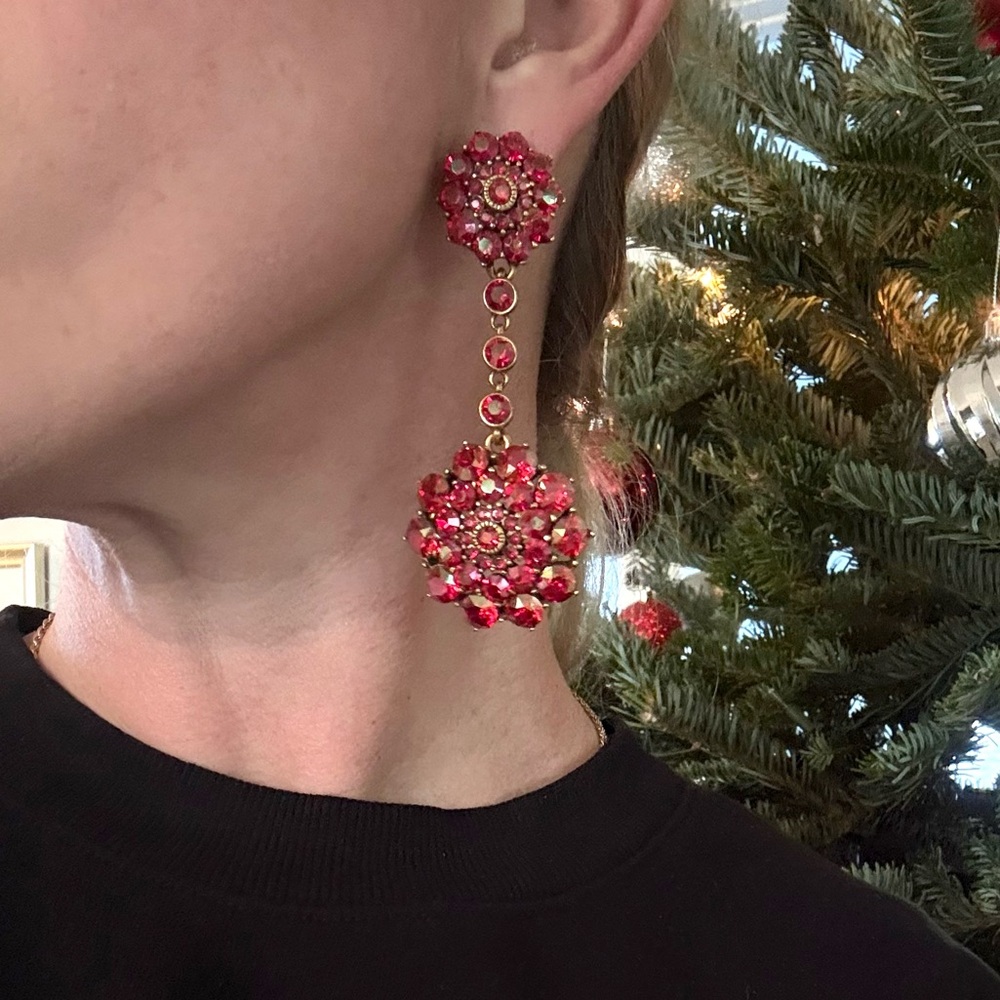 Oscar de la Renta Red Drop Earrings